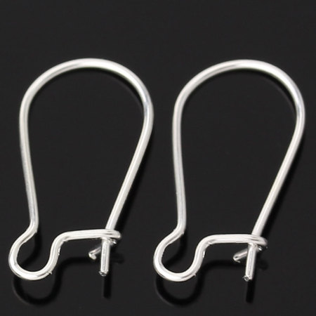 Eisen(Legierung) Ohrringe Ohrhaken Versilbert 18mm x 10mm, Drahtstärke: (21 gauge), 400 Stück