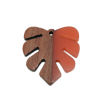 Picture of Resin & Natural Wood Effect Resin Pendants Palm Frond Orange-red 3cm x 2.8cm, 3 PCs