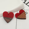 Picture of Resin & Natural Wood Effect Resin Charms Heart Dark Red 18mm x 17mm, 5 PCs