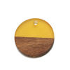 Picture of Resin & Natural Wood Effect Resin Charms Round Disc Yellow 18mm Dia, 5 PCs