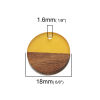 Picture of Resin & Natural Wood Effect Resin Charms Round Disc Yellow 18mm Dia, 5 PCs