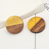 Picture of Resin & Natural Wood Effect Resin Charms Round Disc Yellow 18mm Dia, 5 PCs