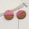 Picture of Resin & Natural Wood Effect Resin Charms Round Disc Mauve 18mm Dia, 5 PCs