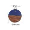 Picture of Resin & Natural Wood Effect Resin Charms Round Disc Deep Blue 18mm Dia, 5 PCs