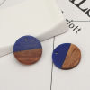 Picture of Resin & Natural Wood Effect Resin Charms Round Disc Deep Blue 18mm Dia, 5 PCs