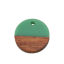 Picture of Resin & Natural Wood Effect Resin Charms Round Disc Green 18mm Dia, 5 PCs