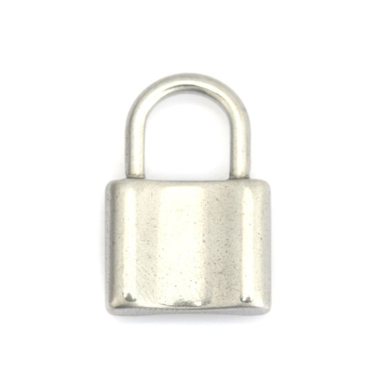 Immagine di 304 Acciaio Inossidabile Charms Serratura Tono Argento 22mm x 15mm, 5 Pz