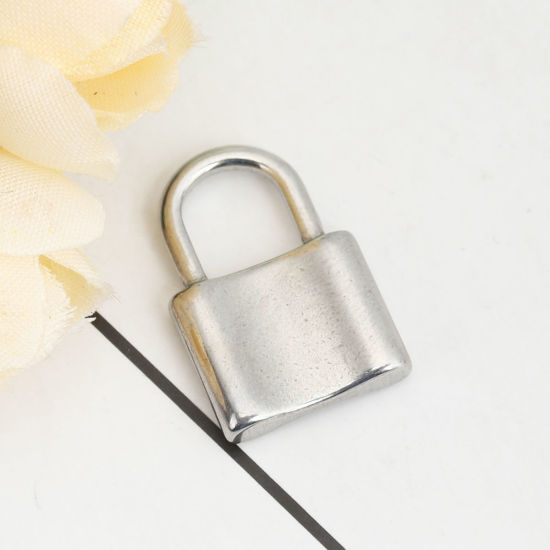 Immagine di 304 Acciaio Inossidabile Charms Serratura Tono Argento 22mm x 15mm, 5 Pz