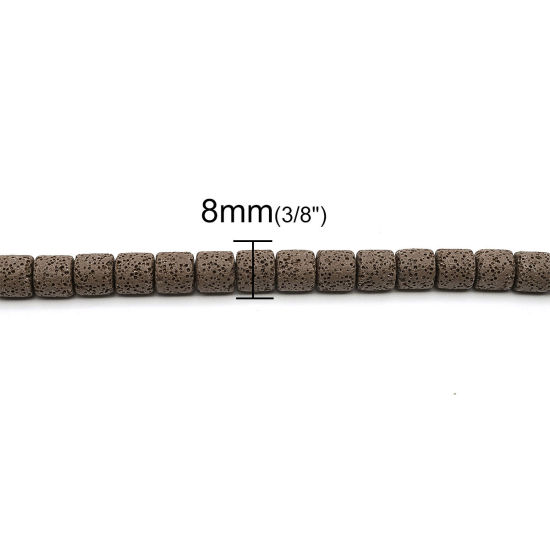 Picture of (Grade A) Lava Rock ( Natural ) Beads Cylinder Brown About 8mm x 8mm, Hole: Approx 2mm, 39cm(15 3/8") long, 1 Strand (Approx 46 PCs/Strand)