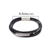 Picture of 304 Stainless Steel & Real Leather Bangles Bracelets Silver Tone Black Round Multilayer 21cm(8 2/8") long, 1 Piece