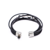 Imagen de 304 Acero Inoxidable & Cuero Real Brazalete Tono de Plata Negro Ronda Símbolo del infinito Multicapa 21cm longitud, 1 Unidad