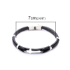 Picture of 304 Stainless Steel & Real Leather Bangles Bracelets Silver Tone Black Round Cross Multilayer 21cm(8 2/8") long, 1 Piece