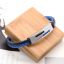 Image de Bracelets en 304 Acier Inoxydable & Cuir Réel & Caoutchouc Argent Mat Bleu & Noir Rond Tissé 21cm long, 1 Pièce