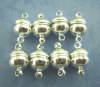 Picture of Magnetic Hematite Magnetic Clasps Half Round Silver Plated 14mm x 8mm, 10 Sets