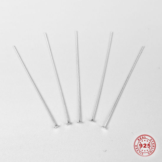 Picture of Sterling Silver Head Pins Silver 3cm(1 1/8") long, 0.5mm (24 gauge), 1 Gram (Approx 13-14 PCs)