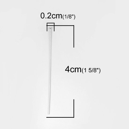 Image de Aiguilles Tiges à Tête Plate en Argent Pur Argent 4cm long, 0.5mm (24 gauge), 1 Gramme (Env. 10-11 Pcs)