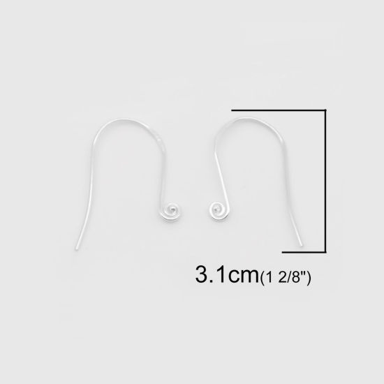 Picture of Sterling Silver Earrings Findings n-shape Silver 3.1cm x 1.9cm, Post/ Wire Size: (20 gauge), 1 Gram (Approx 2 PCs)
