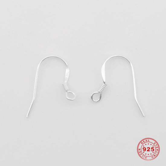 Picture of Sterling Silver Ear Wire Hooks Earring Findings Findings Silver 17mm x 15mm, Post/ Wire Size: (21 gauge), 1 Gram (Approx 4-6 PCs)