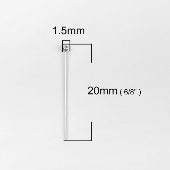 スターリングシルバー ハンドメイド/DIY 基礎金具 玉 ピン シルバー 20mm 長さ、 0.5mm （24号）、 1 グラム (約 16-17 個) の画像