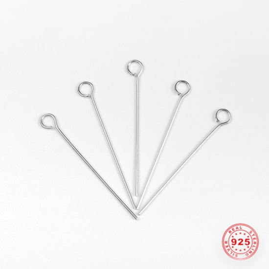 Picture of Sterling Silver Eye Pins Silver 25mm(1") long, 0.5mm (24 gauge), 1 Gram (Approx 15-16 PCs)