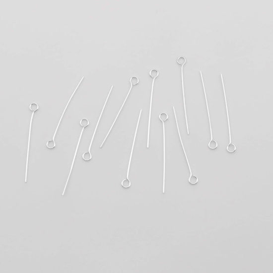 Picture of Sterling Silver Eye Pins Silver 25mm(1") long, 0.6mm (23 gauge), 1 Gram (Approx 11-12 PCs)