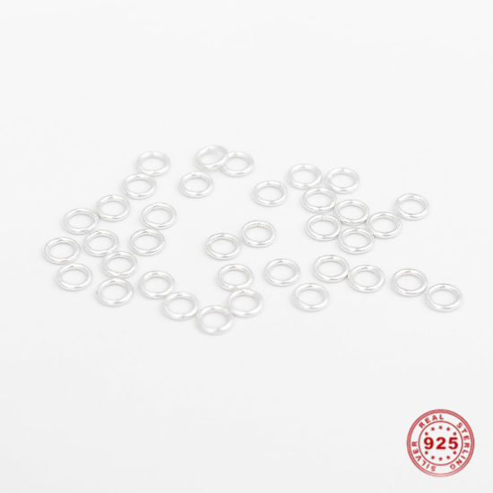 Picture of 0.5mm Sterling Silver Closed Soldered Jump Rings Findings Round Silver 3mm Dia., 1 Gram (Approx 57-58 PCs)