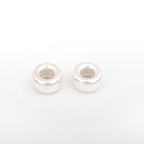 Picture of Sterling Silver Spacer Beads Round Silver About 10mm Dia., Hole:Approx 4.4mm, 1 Gram (Approx 1 PCs)