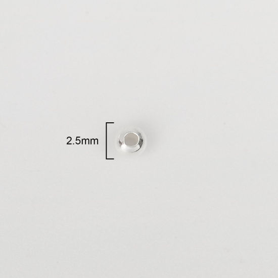 Image de Perles d'Entretoise en Argent Pur Rond Argent 2.5mm Dia., Trou: Env. 1.1mm, 1 Gramme (Env. 28-29 Pcs)