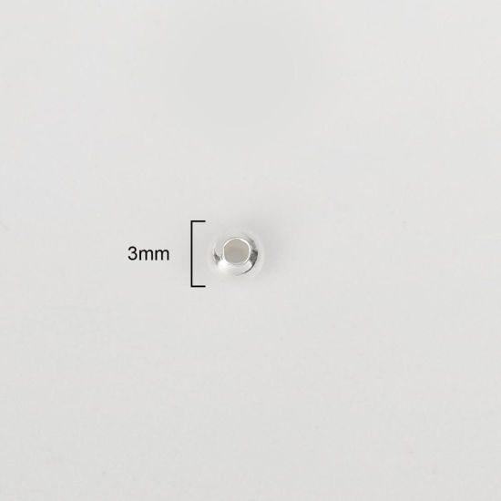 Image de Perles d'Entretoise en Argent Pur Rond Argent 2.5mm Dia., Trou: Env. 1.1mm, 1 Gramme (Env. 28-29 Pcs)