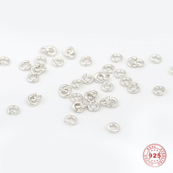 Picture of 0.8mm Sterling Silver Open Jump Rings Findings Round Silver 3mm Dia., 1 Gram (Approx 28-29 PCs)