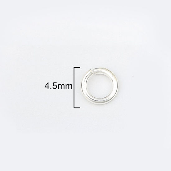 Bild von 0.8mm Sterling Silber Offen Bindering Rund Silbrig 4.5mm D., 1 Gramm (ca. 16-17 Stück)