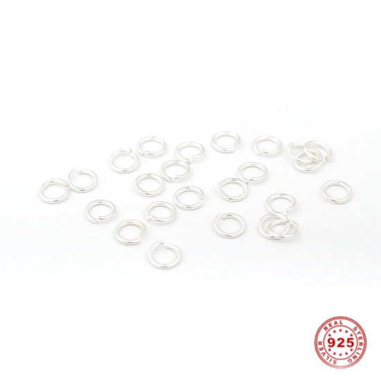Picture of 0.8mm Sterling Silver Open Jump Rings Findings Round Silver 6mm Dia., 1 Gram (Approx 11-12 PCs)