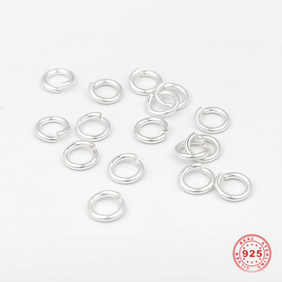 Picture of 1.4mm Sterling Silver Open Jump Rings Findings Round Silver 7mm Dia., 1 Gram (Approx 3-4 PCs)