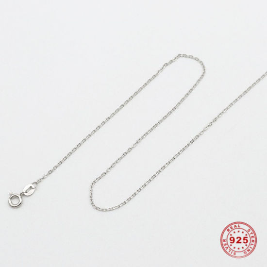 Bild von Sterling Silber Gliederkette Kette Halskette Silbrig 45.7cm lang, 1 Strang