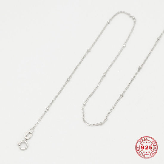 Picture of Sterling Silver Link Cable Chain Necklace Silver 45.7cm(18") long, 1 Piece