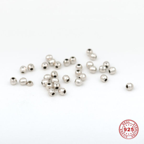 Picture of Sterling Silver Spacer Beads Round Silver About 2.5mm Dia., Hole:Approx 1.1mm, 1 Gram (Approx 35-36 PCs)