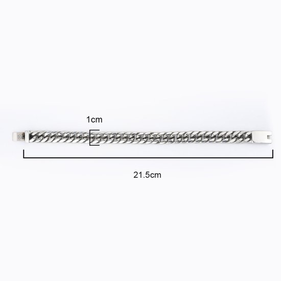 Bild von 2.5mm 316 Edelstahl Armband für Herren Silberfarbe 21.5cm lang, 1 Strang