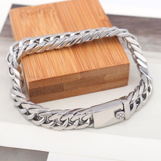 Bild von 2.5mm 316 Edelstahl Armband für Herren Silberfarbe 21.5cm lang, 1 Strang