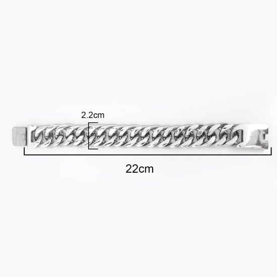 Imagen de 4.5mm 316 Acero Inoxidable Hombres Pulseras Tono de Plata 22cm longitud, 1 Unidad