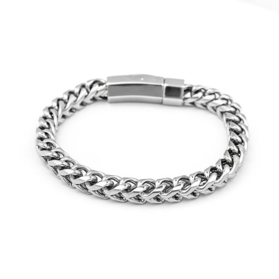 Bild von 316 Edelstahl Armband für Herren Silberfarbe 23cm lang, 1 Strang