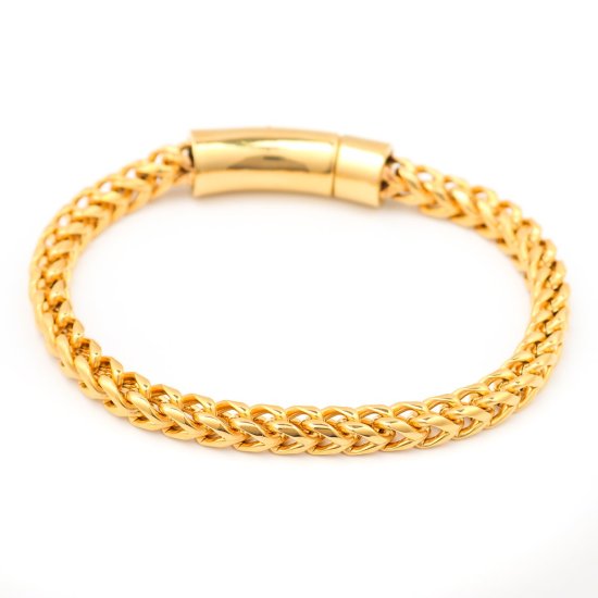 Imagen de 316 Acero Inoxidable Hombres Pulseras Chapado en Oro 22.5cm   longitud, 1 Unidad