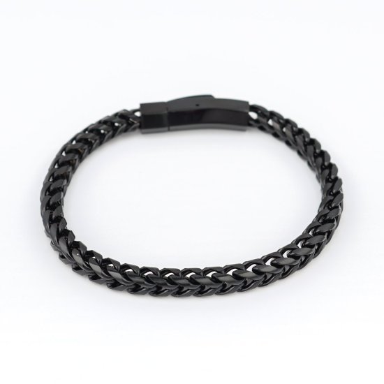 Imagen de 316 Acero Inoxidable Hombres Pulseras Negro 22cm longitud, 1 Unidad