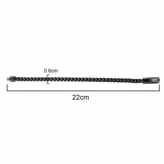 Imagen de 316 Acero Inoxidable Hombres Pulseras Negro 22cm longitud, 1 Unidad