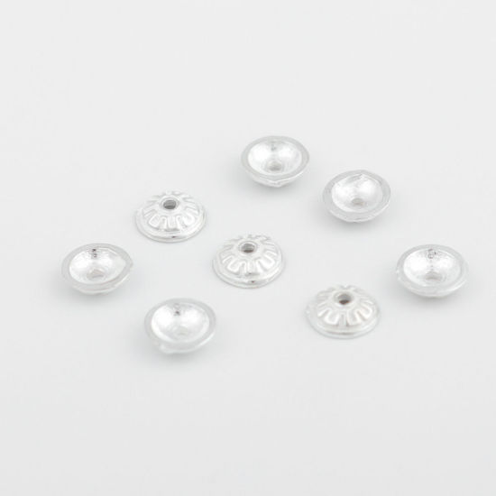 Picture of Sterling Silver Beads Caps Round Silver (Fit Beads Size: 10mm Dia.) 6mm Dia., 1 Gram (Approx 4-5 PCs)