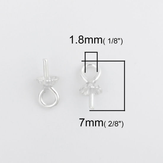 スターリングシルバー ヒートンキャップ パールキャップチャーム シルバー （ 6mm のビーズに適応） 7mm x 4mm 、 1 グラム （約 11-12 個) の画像
