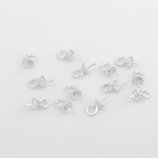 スターリングシルバー ヒートンキャップ パールキャップチャーム シルバー （ 6mm のビーズに適応） 7mm x 4mm 、 1 グラム （約 11-12 個) の画像