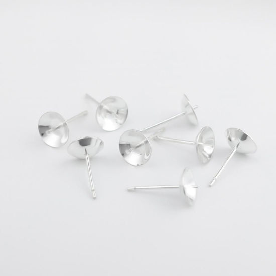 Picture of Sterling Silver Earring Components Findings Silver (Fit Bead Size: 5mm) 13mm x 3mm, Post/ Wire Size: (21 gauge), 1 Gram (Approx 12-14 PCs)