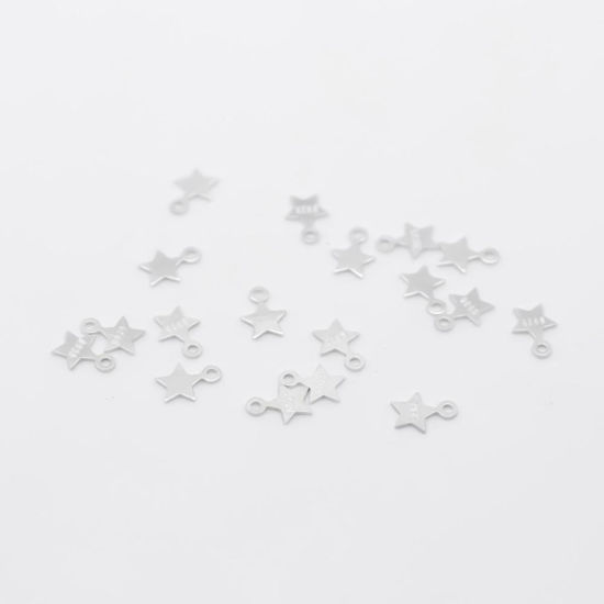 Picture of Sterling Silver Charms Silver Pentagram Star Hollow 8mm x 7mm, 1 Gram (Approx 9-10 PCs)