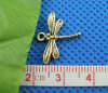 Picture of 50PCs Gold Tone Antique Gold Dragonfly Charms Pendants 15*17mm Findings