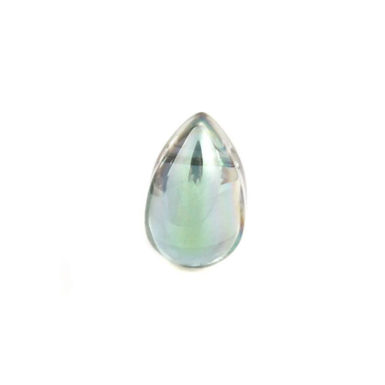 Picture of Glass AB Rainbow Color Aurora Borealis Beads Drop Green Blue About 9mm x 6mm, Hole: Approx 0.8mm, 50 PCs